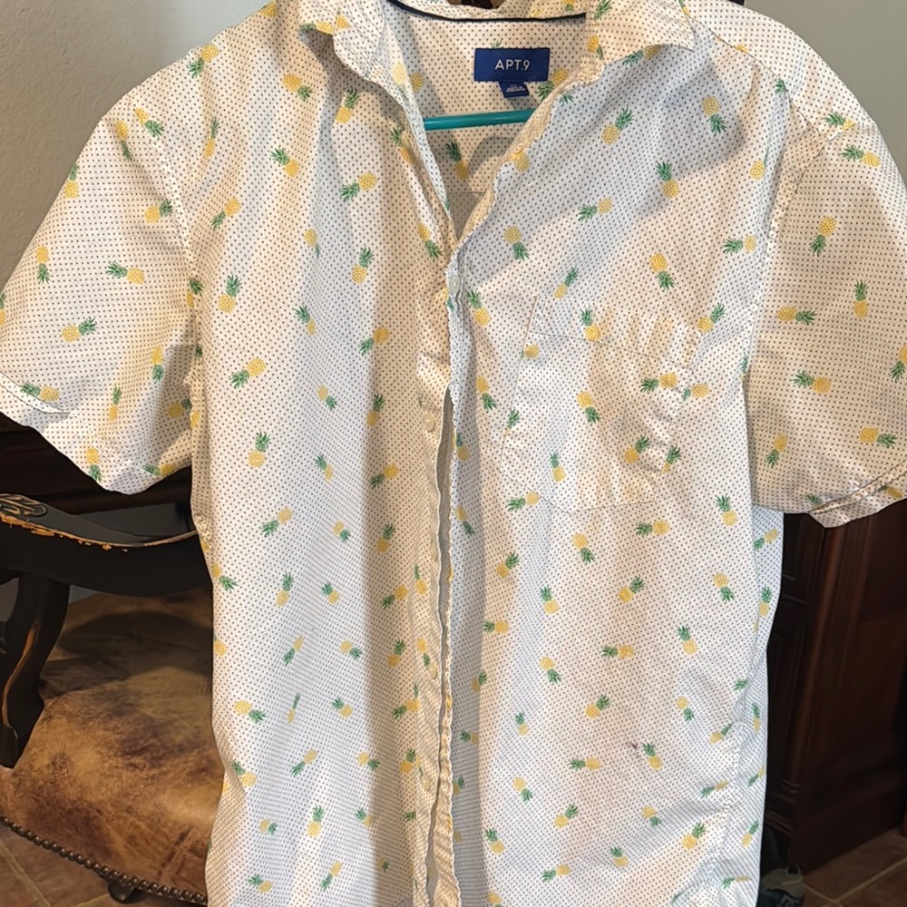 Apt. 9 White Pineapple Print Men's Shirt